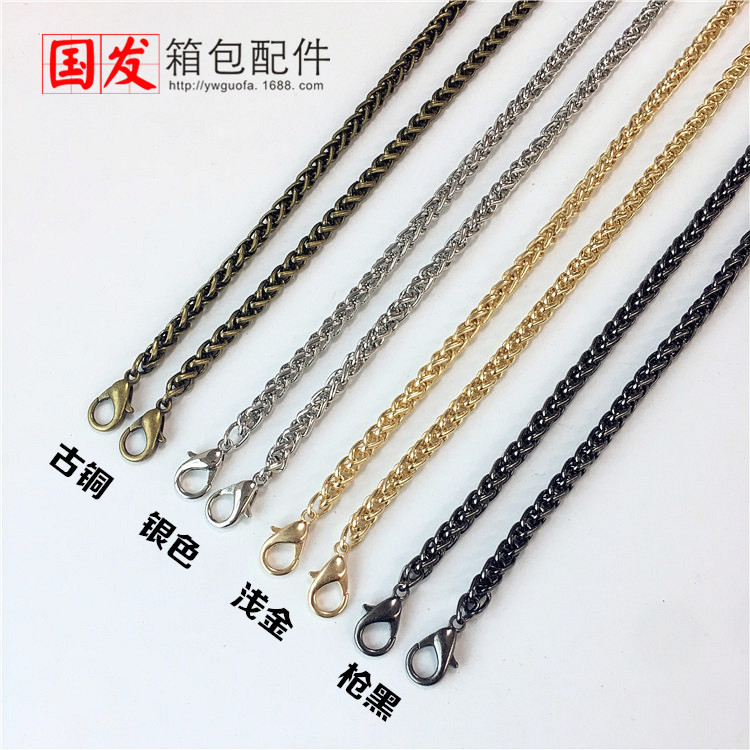 120CM cadena de linterna de torsión 6mm gruesa cadena de alta calidad accesorios de bolsa de oro cadena con botón de langosta 0667