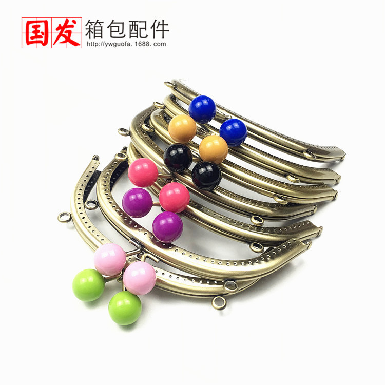 16.5CM curva lisa caramelo de borde plano oro 20MM cabeza de perlas 24 colores bronce opcional 0465 - GT