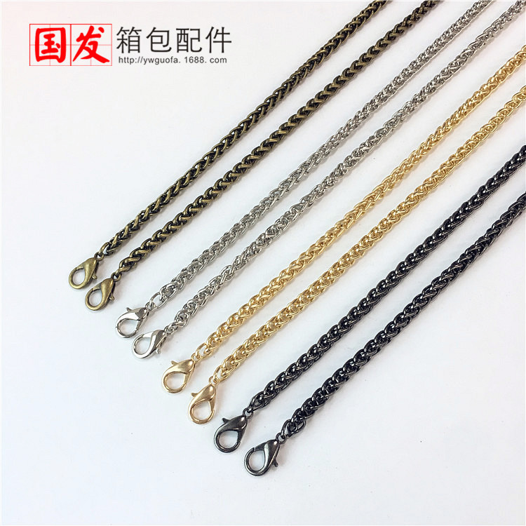 120CM cadena de linterna de torsión 6mm gruesa cadena de alta calidad accesorios de bolsa de oro cadena con botón de langosta 0667