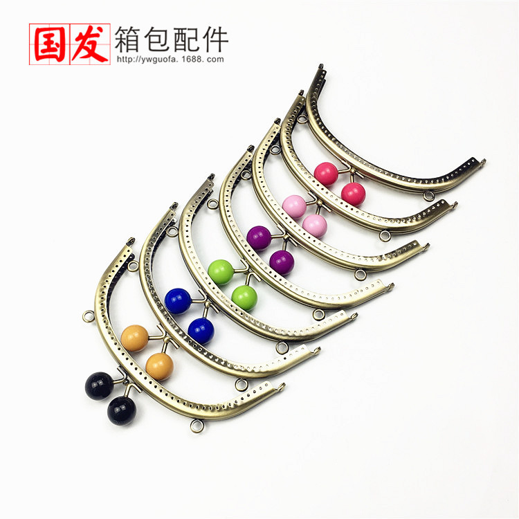 16.5CM curva lisa caramelo de borde plano oro 20MM cabeza de perlas 24 colores bronce opcional 0465 - GT