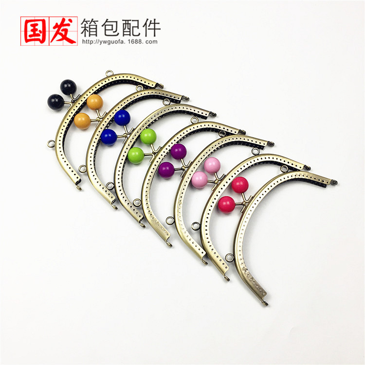 16.5CM curva lisa caramelo de borde plano oro 20MM cabeza de perlas 24 colores bronce opcional 0465 - GT