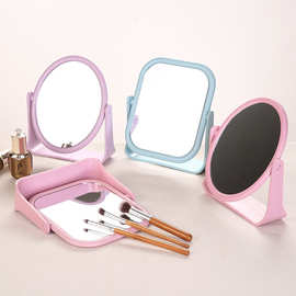 欧式简约化妆镜 创意双面360度旋转高清镜子桌面台式美容化妆镜