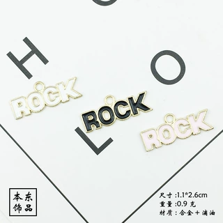 滴油rock字母合金配件 发饰diy材料 手链挂件金属钥匙扣饰品配件