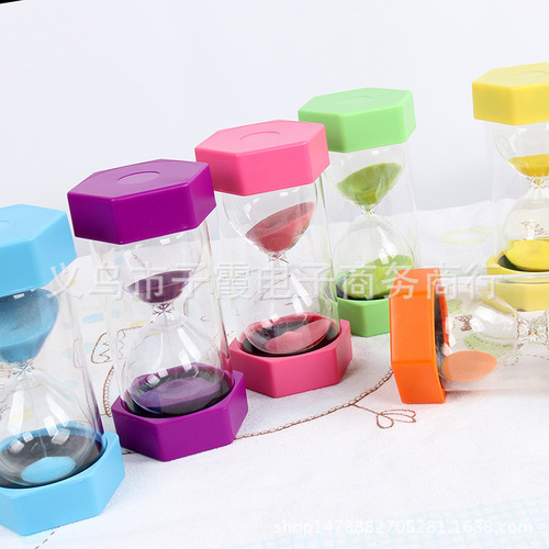 Factory Direct Sale 30-Minute Hexagonal Hourglass with Anti-Fall Safety Double Protection Creative Children's Timer Ornament