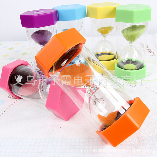 Factory Direct Sale 30-Minute Hexagonal Hourglass with Anti-Fall Safety Double Protection Creative Children's Timer Ornament
