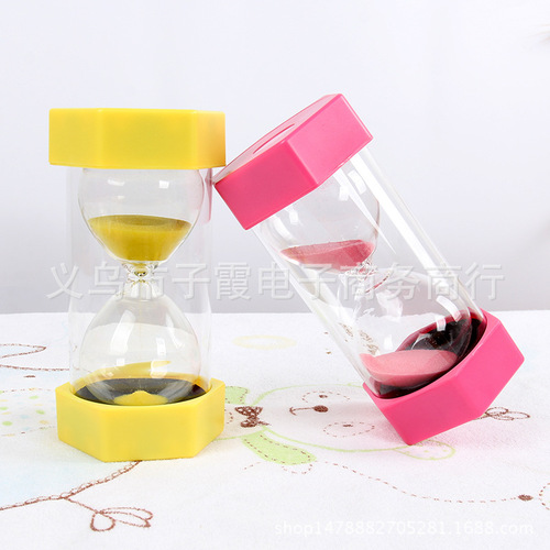 Factory Direct Sale 30-Minute Hexagonal Hourglass with Anti-Fall Safety Double Protection Creative Children's Timer Ornament