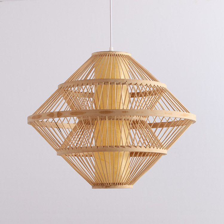 手工创意竹编织餐厅吊灯禅意茶室酒店现代简约工程吊灯竹编灯具