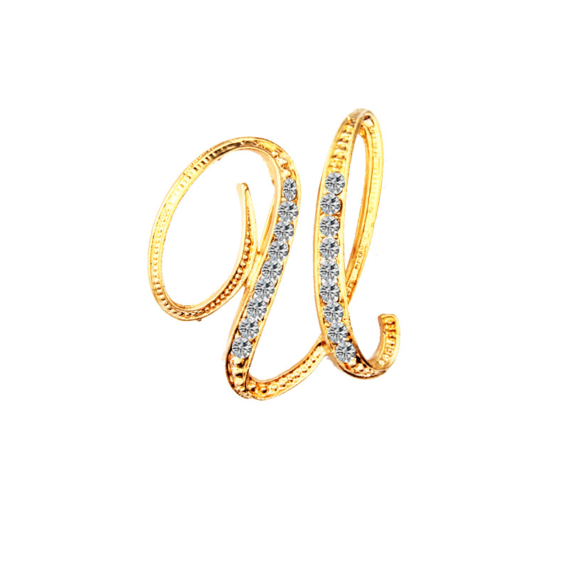 Europa y América simple 26 inglés letras diamante broche mujer geométrica moda temperamento broche suéter pin Accesorios