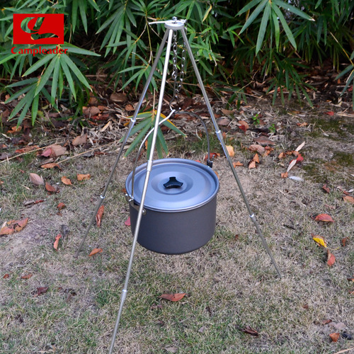 Outdoor tripod barbecue folding campfire rack aluminum alloy hanger picnic portable triangular hanging pot bracket 3 sections