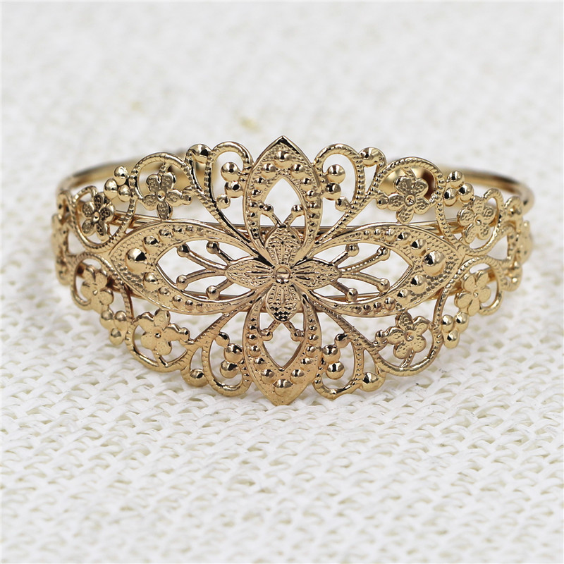 diy饰品配件 黄铜花片手镯60MM 古风发冠材料