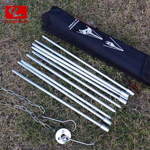 Outdoor tripod barbecue folding campfire rack aluminum alloy hanger picnic portable triangular hanging pot bracket 3 sections