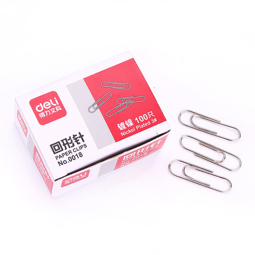 Deli 3# Paperclip 0018 Silver Paperclip Paperclip Office Supplies Stationery Wholesale