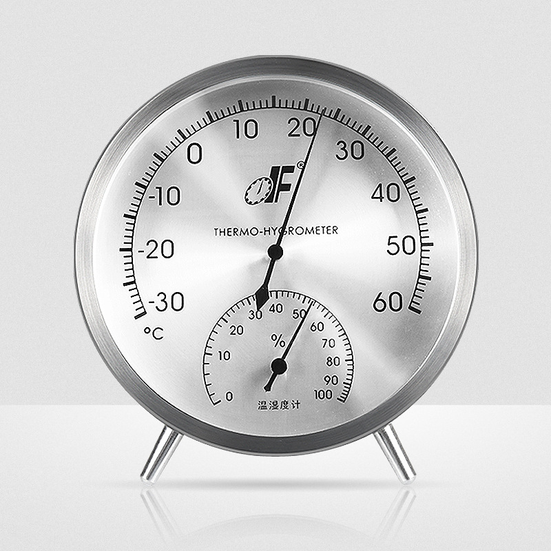 温湿度计生产厂家德福TH128精钢不锈钢高精度温度计温湿度表