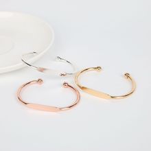 跨境欧美饰品C形光面镀金色夏季女士手环金属压扁开口手镯批发