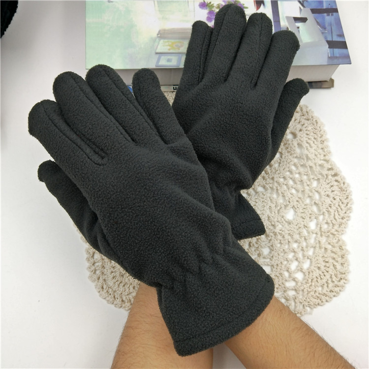 秋冬季仿羊糕绒保暖五指手套男士户外骑行分指女单色保暖防寒手套