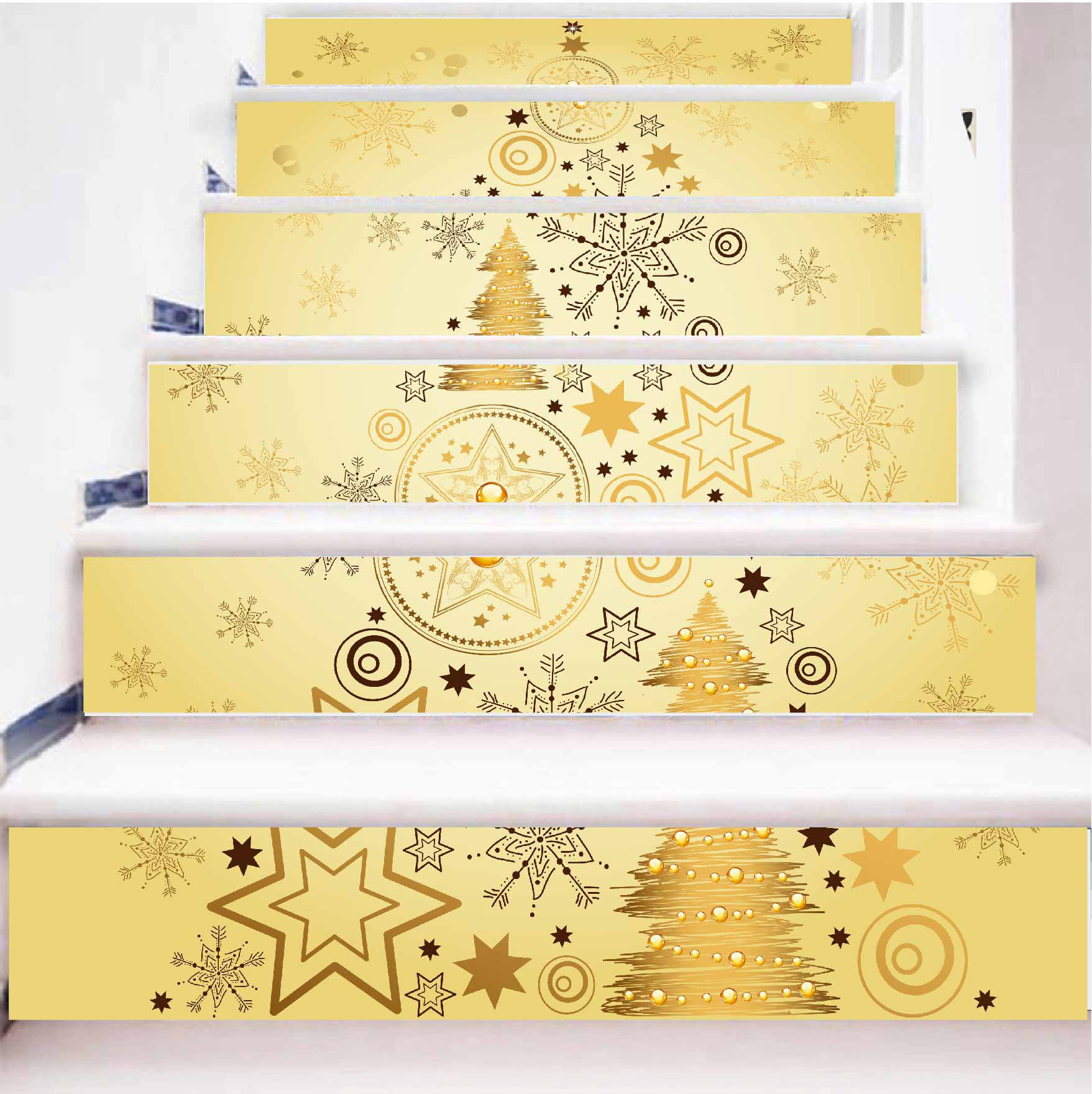 Adesivos de escada de natal autocolantes de parede 3d_voghion.com