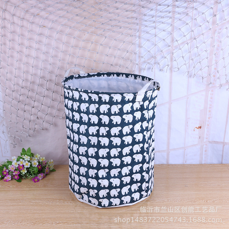 Zakka creativo de algodón y lino con cordón canasta de lavandería Cubo de almacenamiento tela algodón y lino juguete de lavandería doméstica Cubo de almacenamiento de artículos diversos