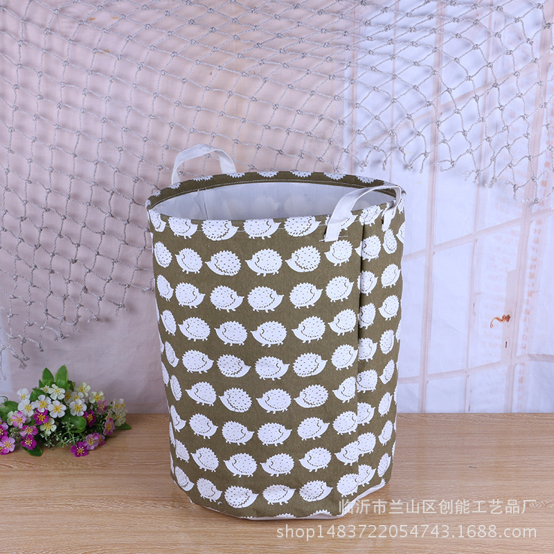 Zakka creativo de algodón y lino con cordón canasta de lavandería Cubo de almacenamiento tela algodón y lino juguete de lavandería doméstica Cubo de almacenamiento de artículos diversos