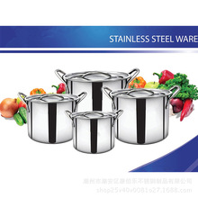 厂家批发高汤锅不锈钢四件套直角锅厨房料理锅锅具东南亚套装锅