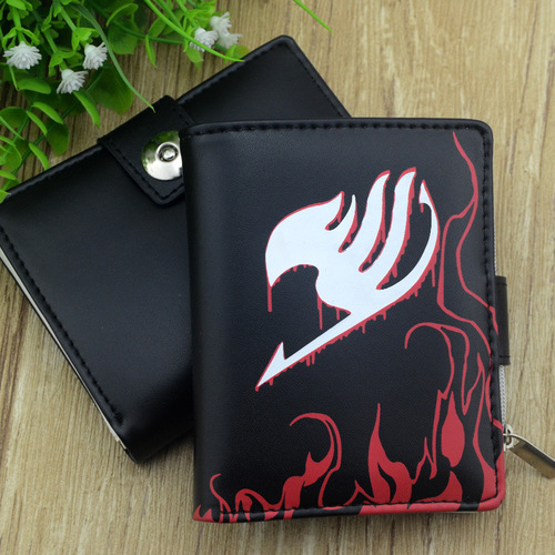 Summary 1 Soft leather] High-quality supply of anime and game peripherals. Black wallet student gifts. Order one with a picture.