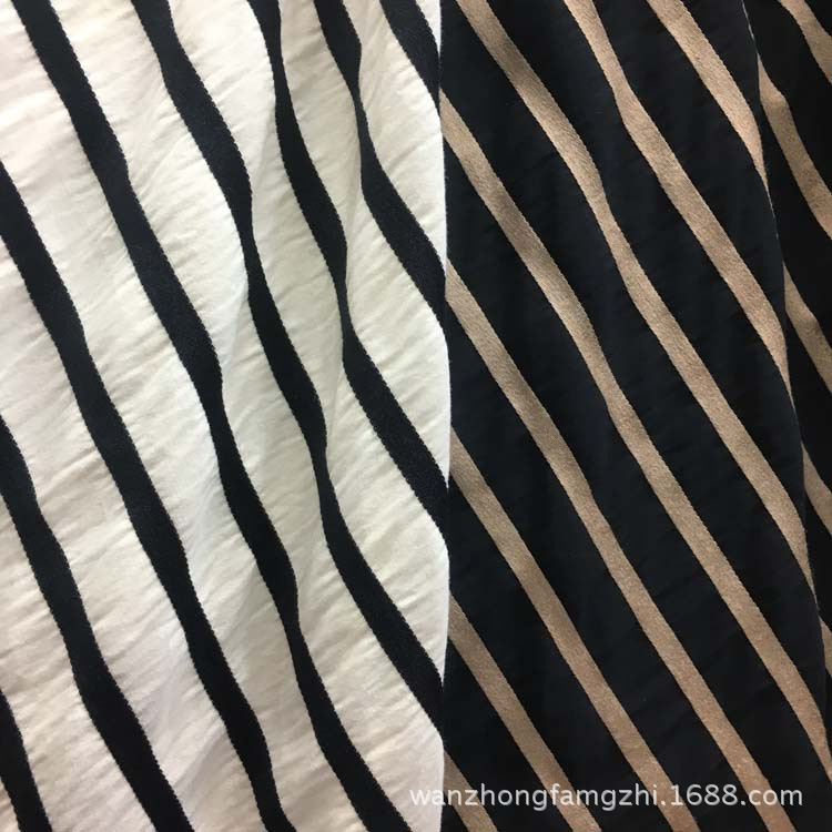 春夏新款提花条子棉布时尚服装面料2公分横条高档面料衬衣服装