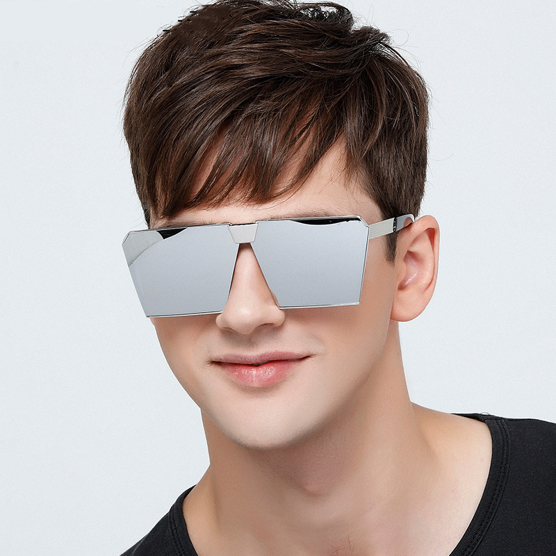 Square Sunglasses Large Frame Women's Cyber Trendy 2017 Sunglasses Fashion Men's Personalized Round Face Colorful Driving Reflective