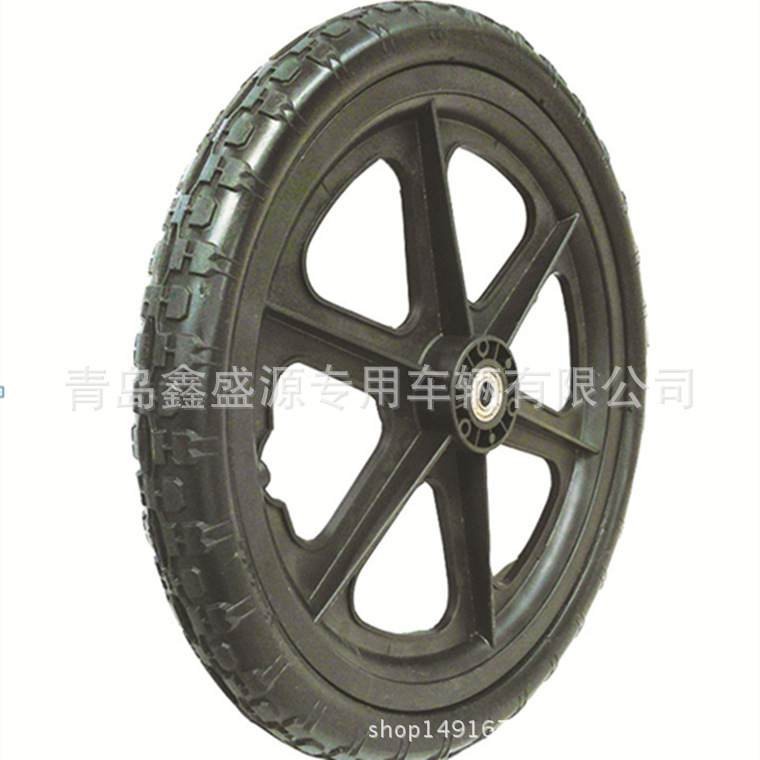 出口美国16*1.75pu发泡轮胎 童车拖车免充气实心轮子 ABS塑料轮毂
