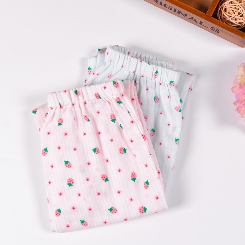 Girls Cotton Pants Children Cotton Gauze Trousers Lady Princess Strawberry Pants Wholesale Home Pants Pajama Pants