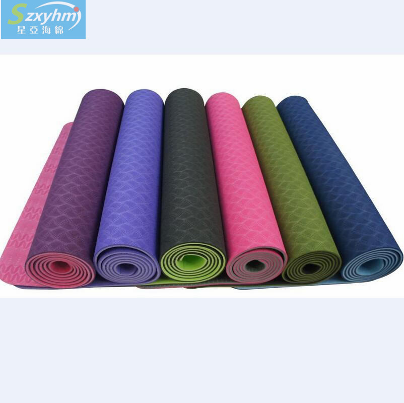 多色可选NBR环保低味瑜伽垫室内专用防滑条纹泡棉垫印花材质