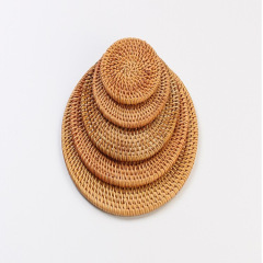 Natural Bamboo Vietnamese Rattan Tea Mat Woven Tea Cup Mat, Gongfu Tea Set Tea Ceremony Accessory, Heat Insulating Mat, Factory Direct Sale