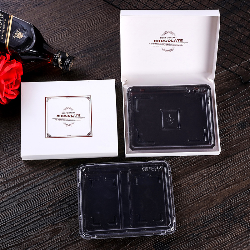 生巧克力包装盒子一体式单格大内托diy图案尺寸巧克力盒子现货