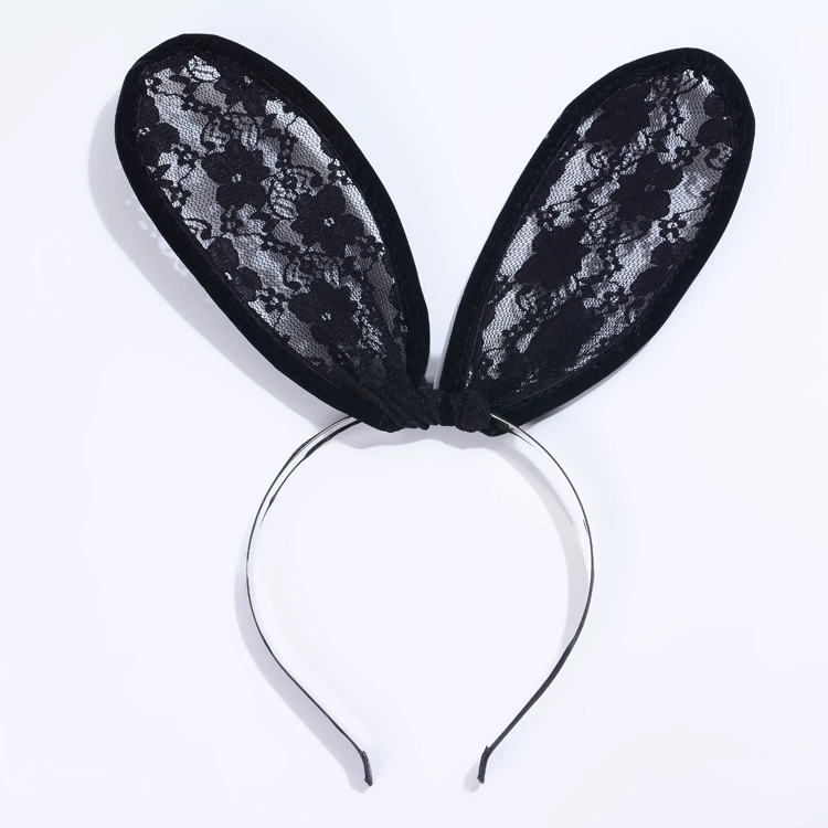 Headband Red Rabbit Lace Ears, Handmade Hair Accessory, High-Quality Graduation Party Style