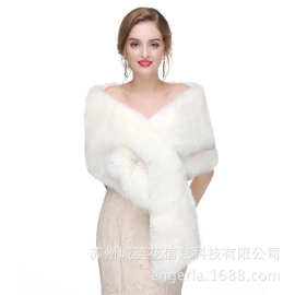 Engerla婚纱礼服2021亚马逊新款配件大货毛披肩不对称毛披肩