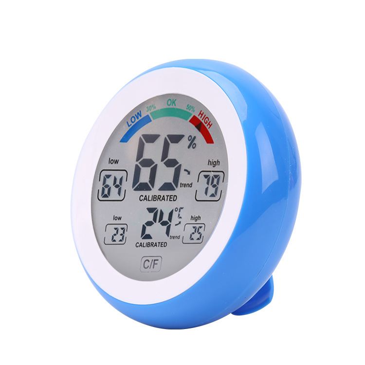 New round temperature and humidity alarm clock touch clock household digital display thermometer electronic clock 3305F