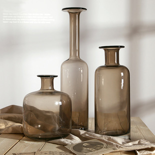 Glass Vase brown glass vase craft Vase ornaments home decoration glass colored vase