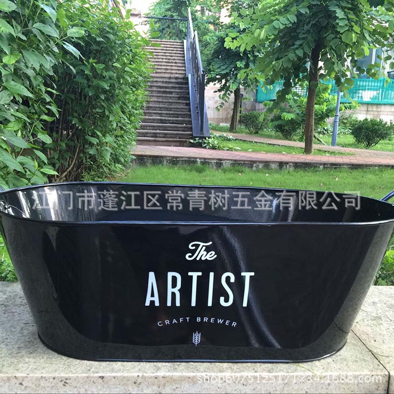 啤酒框香槟洋酒桶长圆形冰桶盆户外露营元宝型冰桶黑色酒吧啤酒桶