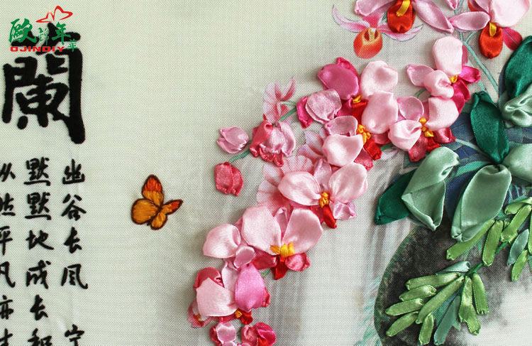 Oujin nianhua cinta bordado fábrica impresión en color directo colgando pintura ciruela orquídea crisantemo de bambú sala de estar entrada Decoración