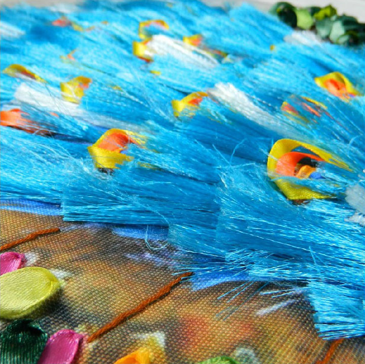 Oujin nianhua cinta Bordado fábrica directa color impresión colgante pintura Pavo Real auspicioso esencia versión Sala decoración de entrada Sala