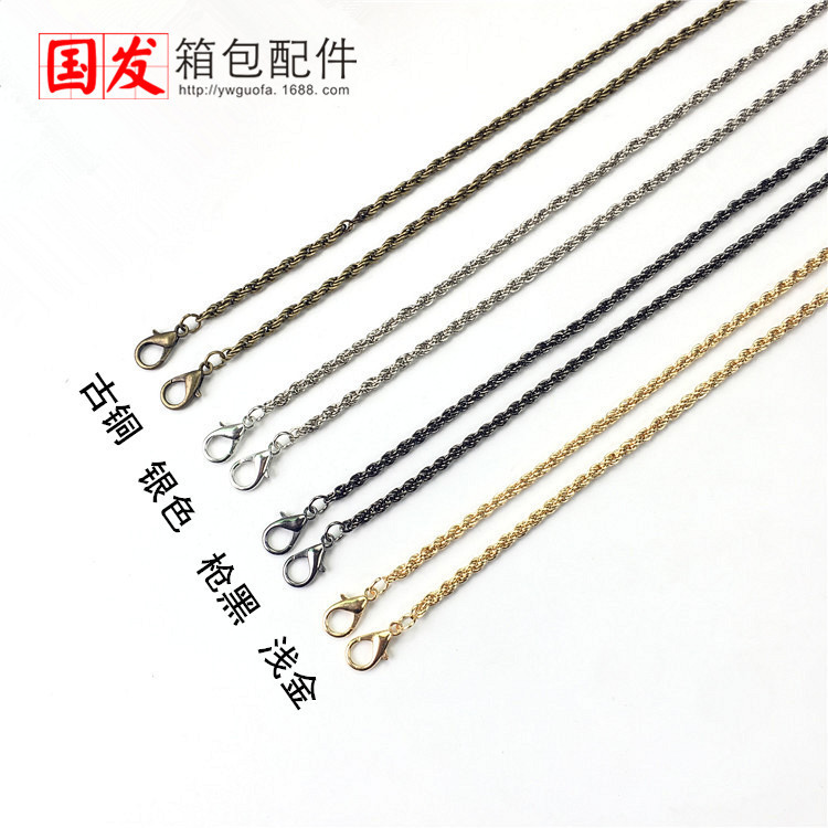 Nuevo collar de 120cm, 60cm de 4mm grueso cadena de alta calidad accesorios de bolso de oro cadena con langosta