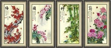 欧锦年华丝带绣厂家直销 彩印挂画梅兰竹菊 客厅房间玄关装