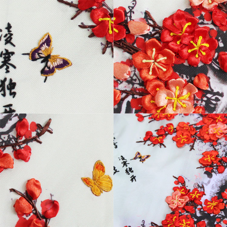 Oujin nianhua cinta bordado fábrica impresión en color directo colgando pintura ciruela orquídea crisantemo de bambú sala de estar entrada Decoración