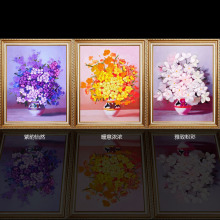 欧锦年华丝带绣厂家直销 彩印挂画三联画  客厅房间玄关装饰画