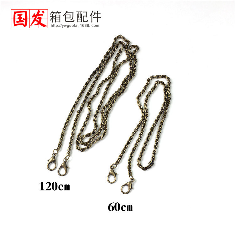 Nuevo collar de 120cm, 60cm de 4mm grueso cadena de alta calidad accesorios de bolso de oro cadena con langosta