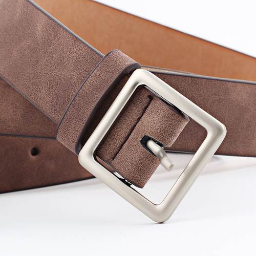 Korean-style streetwear trendy minimalist versatile square buckle PU popular belt fashionable waistband retro student belt