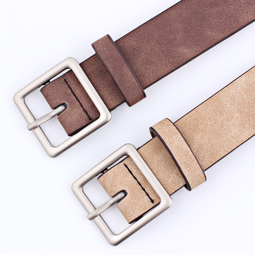 Korean-style streetwear trendy minimalist versatile square buckle PU popular belt fashionable waistband retro student belt