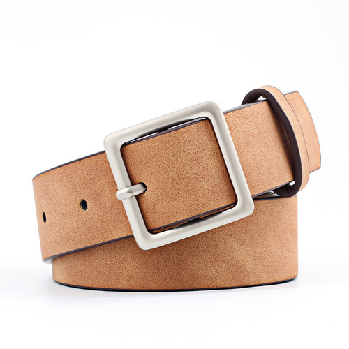 Korean-style streetwear trendy minimalist versatile square buckle PU popular belt fashionable waistband retro student belt