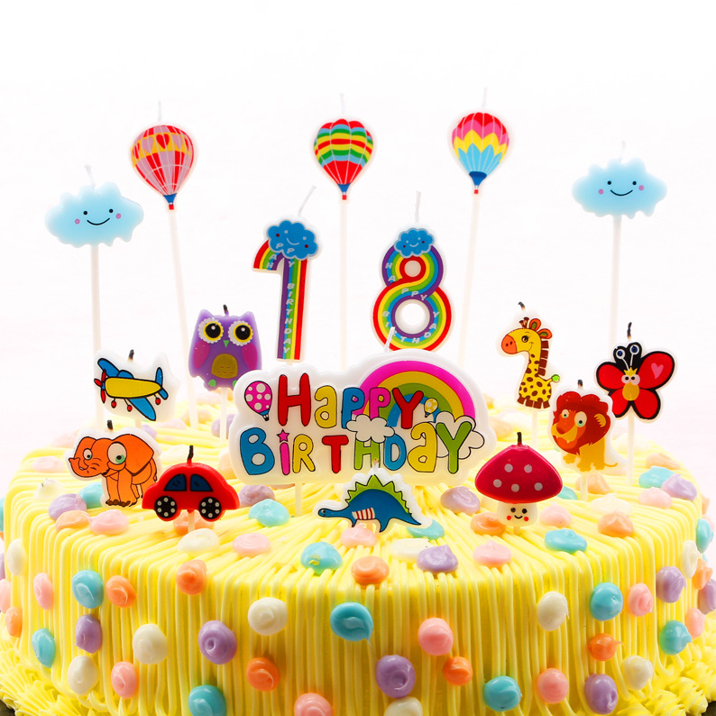 Nueva carta tarjeta vela Arco Iris Feliz cumpleaños adultos niños fiesta escena pastel vela al por mayor