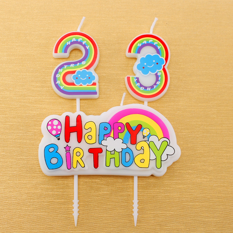 Nueva carta tarjeta vela Arco Iris Feliz cumpleaños adultos niños fiesta escena pastel vela al por mayor