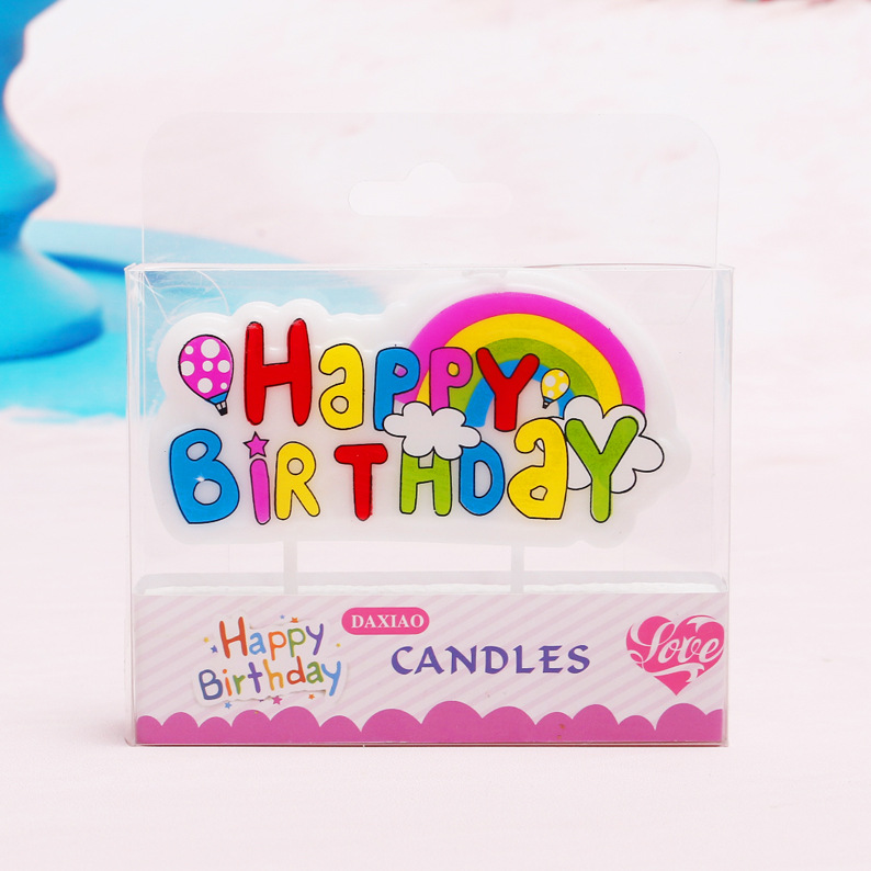 Nuevo lindo letras inglesas Feliz cumpleaños vela dibujos animados colorido pastel decoración carta creativa tarjeta vela