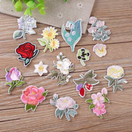 日系电脑刺绣花章子小花卉朵精致补丁贴布贴衣服装饰修补现货批发